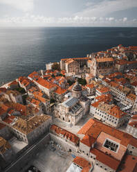 Aerial view of Katedrala Uznesenja Blazene Djevice Marije church in Dubrovnik, Croatia. - AAEF27109