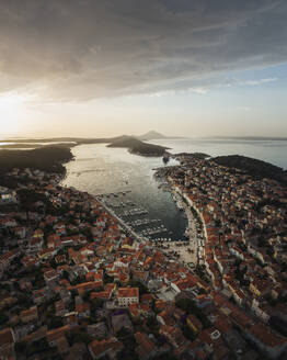 Aerial view of the beautiful coastal village of Mali Losinj, Primorje-Gorski Kotar, Croatia. - AAEF27135