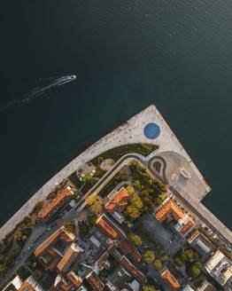 Aerial view of Zadar port with sailboat, Zadar, Croatia. - AAEF27148