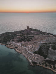 Aerial view of Archaeological area of Tharros, Capo San Marco, Sardinia, Italy. - AAEF27422