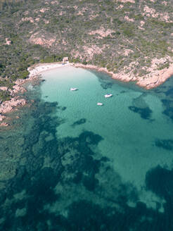 Aerial view of Spiaggia del dottore, Porto Istana, Sardinia, Italy. - AAEF27426