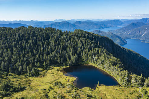 Aerial view of the mountains of Baranof Island, Tongass National Forest, Sitka, Alaska, United States. - AAEF27494