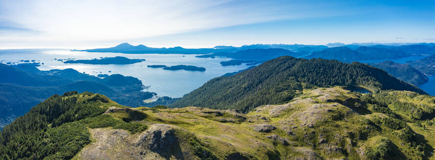 Aerial view of the mountains of Baranof Island, Tongass National Forest, Sitka, Alaska, United States. - AAEF27499