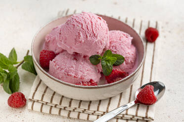 Bowl of raspberry ice cream - TILF00088