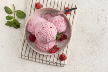 Bowl of raspberry ice cream - TILF00089