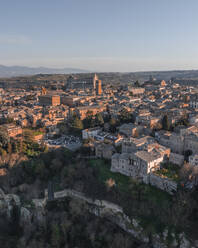 Aerial view of Orvieto, a small and medieval town in Umbria, Terni, Italy. - AAEF27547