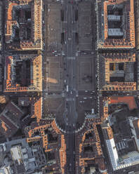 Aerial view of Piazza Vittorio veneto in Turin downtown at sunset, Turin, Piedmont, Italy. - AAEF27633
