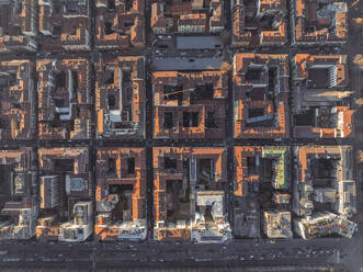 Aerial view of residential building blocks along the road, Turin, Piedmont, Italy. - AAEF27660