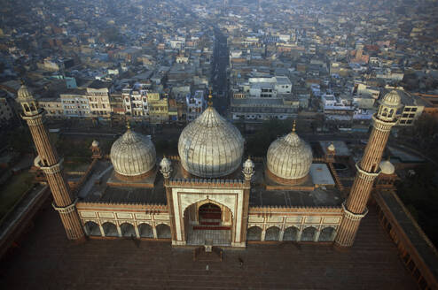 Aerial view of Jama Masjid, Delhi, Delhi, India. - AAEF27753