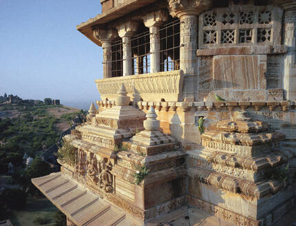 Aerial view of Chittorgarh Fortress at sunset, Rajasthan, India. - AAEF27761