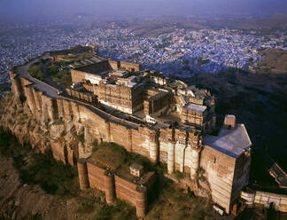 Aerial view of Mehrangarh Fort in Jodhpur, Rajasthan, India. - AAEF27762