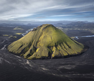 Aerial view of Maelifell volcano, Hella, Southern Region, Iceland. - AAEF27768