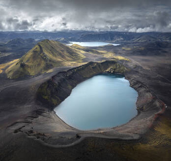 Aerial view of Frostastadavatn lake, Hella, Southern Region, Iceland. - AAEF27776