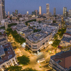 Aerial view of Tel Aviv at twilight, Tel Aviv, Israel. - AAEF27798