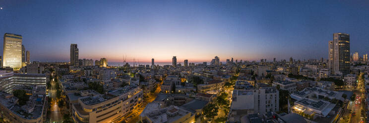 Aerial view of Tel Aviv at sunset, Tel Aviv District, Israel. - AAEF27799