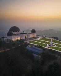 Aerial view of illuminated Griffith Observatory and scenic Los Angeles skyline, California, United States. - AAEF27810