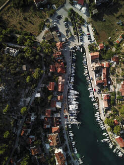 Aerial view of boats in the beautiful bay of Brac Island, Croatia. - AAEF27861