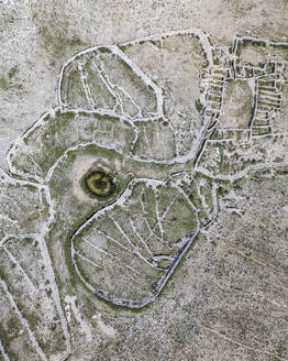 Aerial view of Coki Baska Island with ancient ruins and archeological site, Capi Baske, Croatia. - AAEF27869