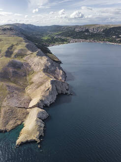 Aerial view of Coki Baska Island coastline, Baska, Croatia. - AAEF27873