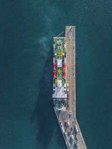 Aerial view of cargo shipping at a harbor, Croatia. - AAEF27879