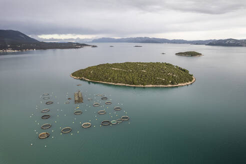 Aerial view of Otok Dubovac, Island, Croatia. - AAEF27880