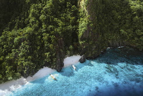 Aerial view of Entalula Island, El Nido, Palawan, Philippines. - AAEF27895