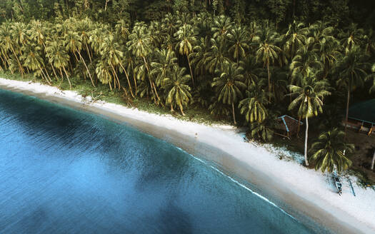 Luftaufnahme von White Beach, Port Barton, Palawan, Philippinen. - AAEF27904
