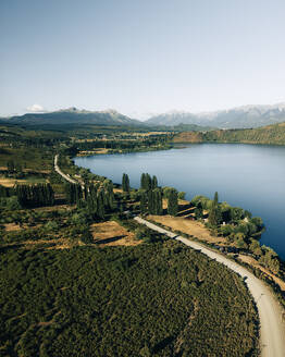 Aerial drone view of Lake Cholila in Chubut Province, Argentina. - AAEF27975