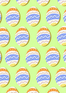 Seamless pattern of Easter eggs against green background - EGHF00898