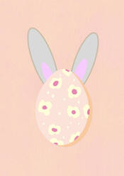 Decorated Easter egg bunny against peach background - EGHF00901