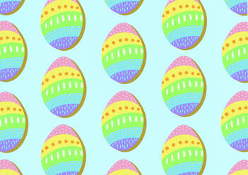 Colorful seamless pattern Easter eggs against blue background - EGHF00908