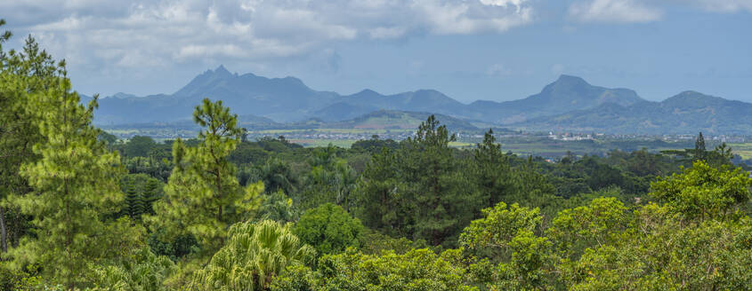 Blick auf die Landschaft in der Nähe des Bois Cheri Tea Estate, Savanne District, Mauritius, Indischer Ozean, Afrika - RHPLF32250