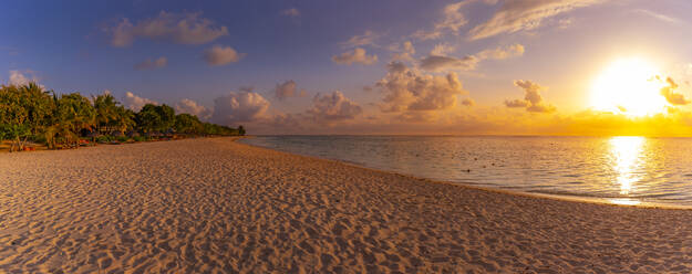 View of Le Morne Public Beach at sunset, Le Morne, Riviere Noire District, Mauritius, Indian Ocean, Africa - RHPLF32436