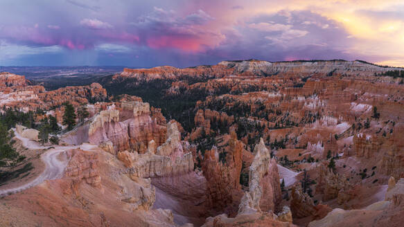 A majestic colorful sky during a summer sunset in Bryce Canyon National Park, Utah, United States of America, North America - RHPLF32488