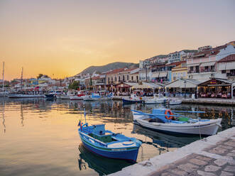 Boats at the Port of Pythagoreio, dusk, Samos Island, North Aegean, Greek Islands, Greece, Europe - RHPLF32571