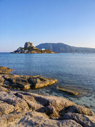 Kastri Island seen from Agios Stefanos Beach, Kamari Bay, Kos Island, Dodecanese, Greek Islands, Greece, Europe - RHPLF32791