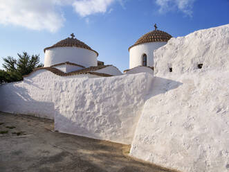 Whitewashed Churches of Patmos Chora, Patmos Island, Dodecanese, Greek Islands, Greece, Europe - RHPLF32849