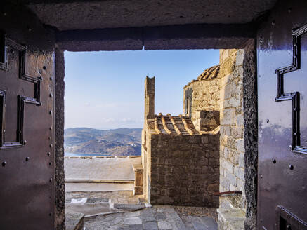 Church at the entrance to the Monastery of Saint-John the Theologian, Patmos Chora, Patmos Island, Dodecanese, Greek Islands, Greece, Europe - RHPLF32852