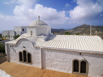 Church of Panagia i Diasozousa, Virgin Mary the Saviour, elevated view, Patmos Chora, Patmos Island, Dodecanese, Greek Islands, Greece, Europe - RHPLF32871