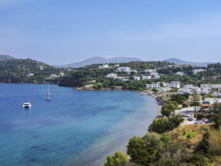 Vromolithos Beach, elevated view, Leros Island, Dodecanese, Greek Islands, Greece, Europe - RHPLF32889