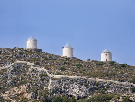 Windmills of Pandeli, Leros Island, Dodecanese, Greek Islands, Greece, Europe - RHPLF32891