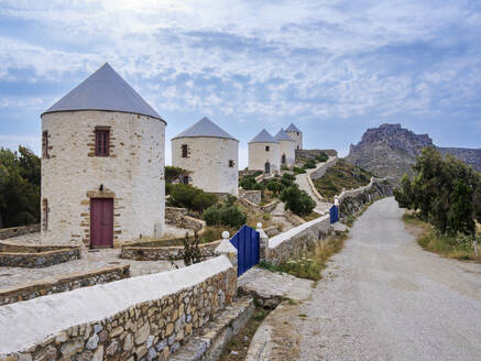 Windmills of Pandeli, Leros Island, Dodecanese, Greek Islands, Greece, Europe - RHPLF32901
