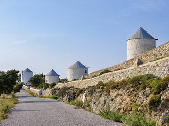 Windmills of Pandeli, Leros Island, Dodecanese, Greek Islands, Greece, Europe - RHPLF32919