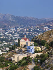 View towards the Church of Agia Paraskevi, Agia Marina, Leros Island, Dodecanese, Greek Islands, Greece, Europe - RHPLF32923