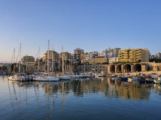 Venetian Dockyards at the Old Port, sunrise, City of Heraklion, Crete, Greek Islands, Greece, Europe - RHPLF32998
