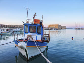 Old Venetian Port and The Koules Fortress at sunset, City of Heraklion, Crete, Greek Islands, Greece, Europe - RHPLF33018