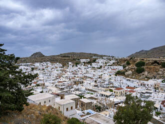 Lindos Village, elevated view, Rhodes Island, Dodecanese, Greek Islands, Greece, Europe - RHPLF33190