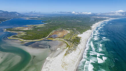 Aerial of the Klein River Lagoon, Hermanus, Western Cape Province, South Africa, Africa - RHPLF33286