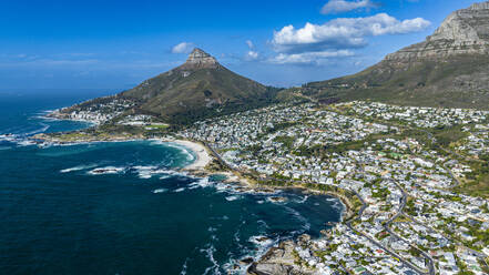 Aerial of the Twelve Apostles and Camps Bay, Cape Town, South Africa, Africa - RHPLF33299