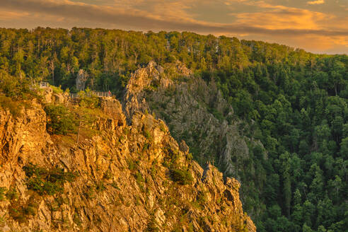 Aussichtsplattform auf der Rosstrappe, Bodetal, Tahle, Harz, Sachsen-Anhalt, Deutschland, Europa - RHPLF33499